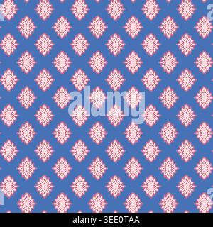 Bold Blue Pink Folk Geometric Pattern Stock Vector