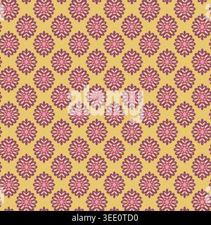 Yellow Pink Bright Folk Ikat Ornament Stock Vector
