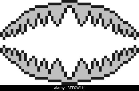 Pixel Sharp Teeth Monster Mouth Retro Illustration Stock Vector