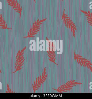 Folk Botanical Striped Pattern Pink Orange Stock Vector