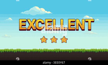 Excellent result screen three stars rating Stock Vector
