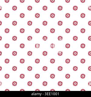 White Pink Ditsy Folk Daisy Pattern Stock Vector