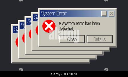 Retro System Error Windows Stack Vector Illustration Stock Vector