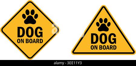 dog on board yellow warning sign isolated vector illustration Stock Vector