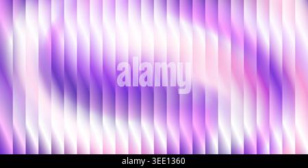 Soft glass ripple pearl background with purple iridescent stripes. Elegant holographic gradient pattern with reeded corrugated texture. Vector illustr Stock Vector