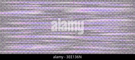 Abstract glitch effect background with purple distorted lines and digital noise. Modern VHS screen interference texture. Vector illustration. Stock Vector