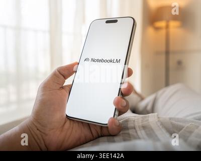 NotebookLM AI logo is displayed on the screen of a smartphone, in Bangalore, India, on May 11, 2026 Stock Photo