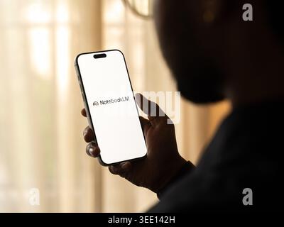 NotebookLM AI logo is displayed on the screen of a smartphone, in Bangalore, India, on May 11, 2026 Stock Photo
