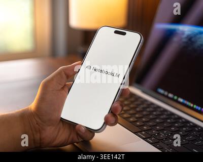NotebookLM AI logo is displayed on the screen of a smartphone, in Bangalore, India, on May 11, 2026 Stock Photo
