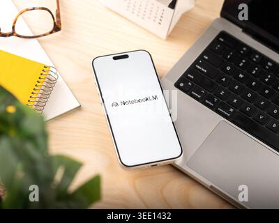 NotebookLM AI logo is displayed on the screen of a smartphone, in Bangalore, India, on May 11, 2026 Stock Photo