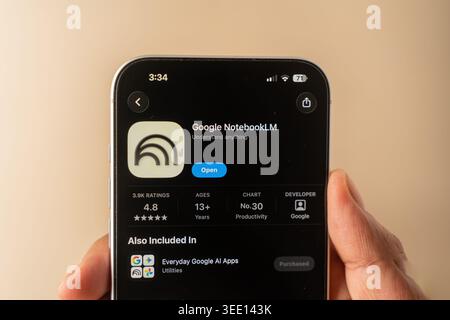 NotebookLM AI logo is displayed on the screen of a smartphone, in Bangalore, India, on May 11, 2026 Stock Photo