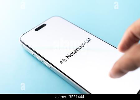 NotebookLM AI logo is displayed on the screen of a smartphone, in Bangalore, India, on May 11, 2026 Stock Photo