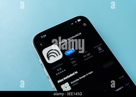 NotebookLM AI logo is displayed on the screen of a smartphone, in Bangalore, India, on May 11, 2026 Stock Photo