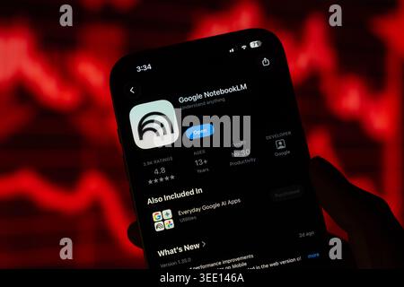 NotebookLM AI logo is displayed on the screen of a smartphone, in Bangalore, India, on May 11, 2026 Stock Photo