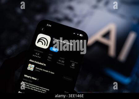 NotebookLM AI logo is displayed on the screen of a smartphone, in Bangalore, India, on May 11, 2026 Stock Photo