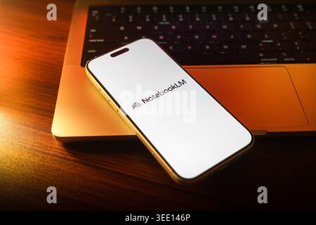 NotebookLM AI logo is displayed on the screen of a smartphone, in Bangalore, India, on May 11, 2026 Stock Photo