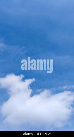 Beautiful blue sky with a single soft white fluffy cloud in vertical orientation Stock Photo