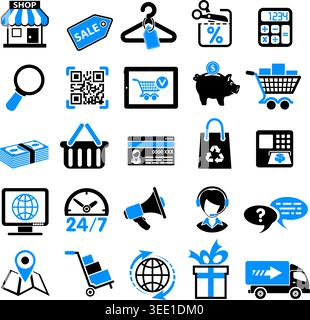 Internet Shopping Icon Set for e-commerce in two color Stock Vector