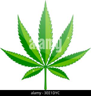 Сannabis or marijuana leaf with dew drops. hemp for logo, advertisement medical services, packaging or printed materials. flat style icon. isolated ve Stock Vector