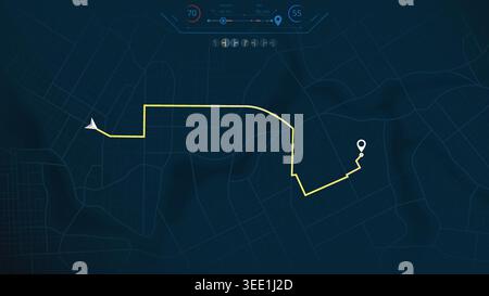 Online location tracking with data of arrive time on city map. Huge city map with roads streets as background. Vector illustration Stock Vector