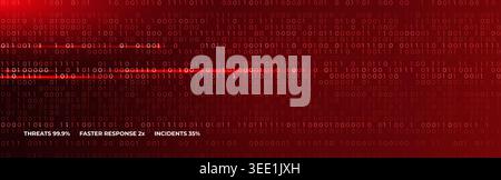 Virus Code Flow Red Binary Code Bug Cyber Attack Pattern. Malware Attack Ransomware Warning Background. Computer Hacking Cyber Security Breach. AI Stock Vector