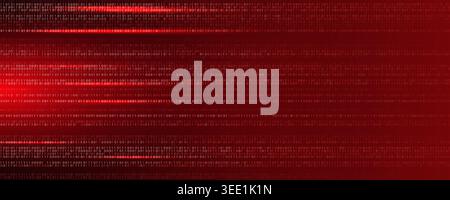 Virus Code Flow Red Binary Code Bug Cyber Attack Pattern. Malware Attack Ransomware Warning Background. Computer Hacking Cyber Security Breach. AI Stock Vector