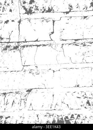 Grunge vector texture of brick wall. Naturally distressed and weathered vertical stone surface with cracks. Stock Vector