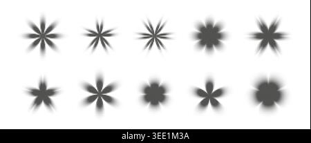 Brutalism flower shapes with dotted halftone effect Stock Vector
