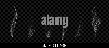 Halftone smoke texture set. Dotted fog cloud. Stock Vector
