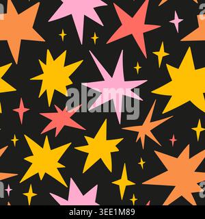 Doodle star shapes seamless pattern. Night sky bright texture Stock Vector