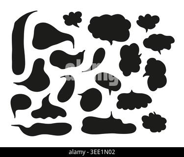 Doodle speech bubbles collection. Cloud textbox set. Hand drawn text comment box Stock Vector