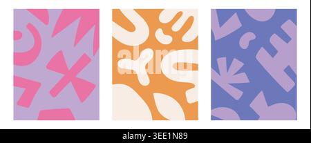 Cool doodle shapes abstract cover collection. Stock Vector