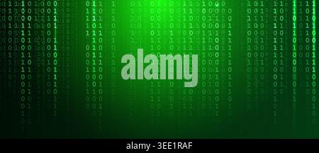 01 Binary Code Digital Technology Green Matrix Background for Digital Transformation, Programming Development, Cybersecurity Tech, AI, Data Analytics Stock Vector