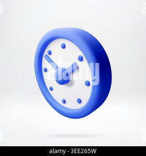 Blue clock icon in 3D style. Stock Vector