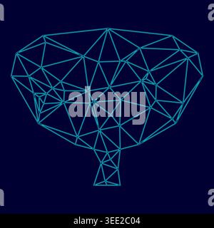 Bladder low poly triangulation triangulated polygonal electric cyan blue vibrant aqua neon color vector illustration image outline contour line style Stock Vector