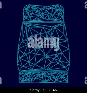 Pepper low poly triangulation triangulated polygonal electric cyan blue vibrant aqua neon color vector illustration image outline contour line style Stock Vector