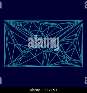 Mail low poly triangulation triangulated polygonal electric cyan blue vibrant aqua neon color vector illustration image outline contour line style Stock Vector