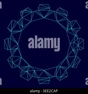 Gear low poly triangulation triangulated polygonal electric cyan blue vibrant aqua neon color vector illustration image outline contour line style Stock Vector