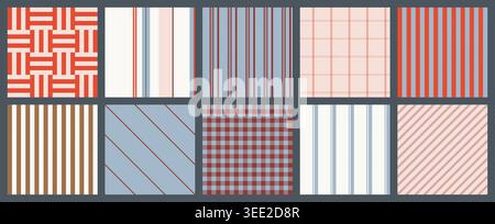 Minimalist Striped and Checkered Patterns Set Stock Vector