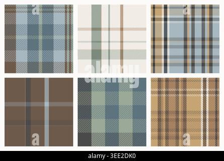 Scandinavian Tartan Plaid Seamless Patterns. Stock Vector