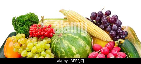 Set of vegetables isolated on white background. Wide photo. Stock Photo