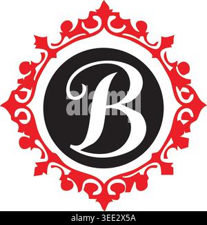 Elegant Letter B Monogram Logo Design, Luxury Vintage Floral Emblem, Royal Typography Badge, Decorative Initial Branding Icon Vector Elegant Letter B Stock Vector