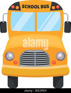Cartoon school bus in flat style. Vector illustration on a transparent background. Back to school. Stock Vector
