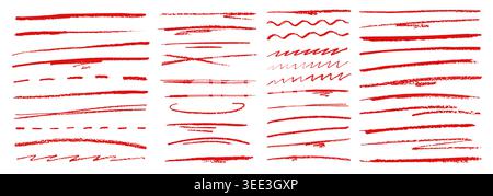 Red crayon pencil hand drawn doodle highlight Stock Vector