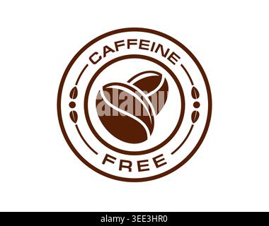 Caffeine free icon, round brown badge Stock Vector
