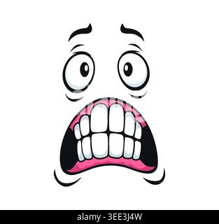 Cartoon face expression emoji, scared emotion Stock Vector