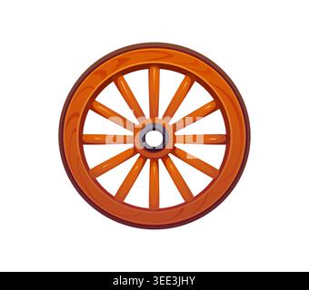 Cartoon Wild West wooden wheel for Western game Stock Vector