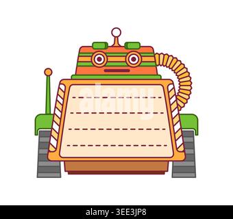 Robot and droid cartoon kids memo note frame Stock Vector