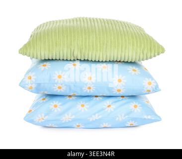 Stack of color cushions isolated on white Stock Photo