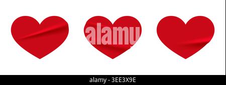 Heart Stickers With Folded Corners Stock Vector